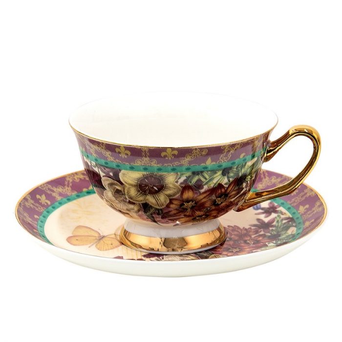 Tasse et soucoupe porcelaine oiseaux