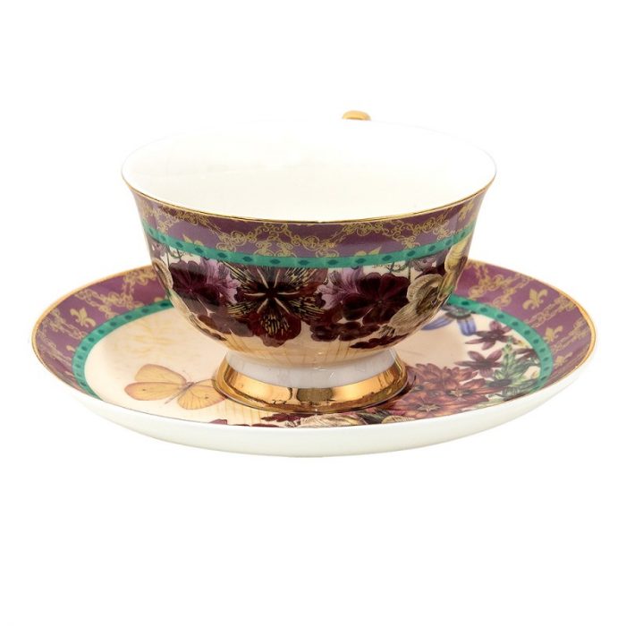 Tasse et soucoupe porcelaine oiseaux – Image 3