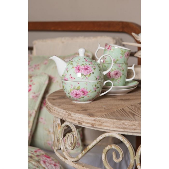 Tasse et soucoupe porcelaine verte – Image 5