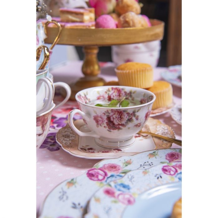 Tasse et soucoupe en porcelaine rouge – Image 4