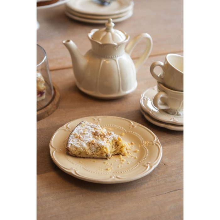 Assiette à dessert en céramique beige – Image 3