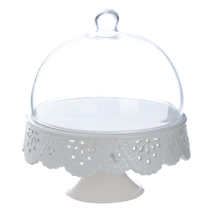 Plat à gâteau avec cloche en verre
