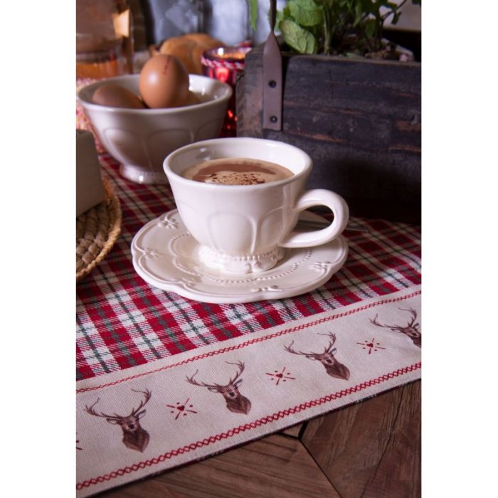 Tasse et soucoupe en céramique crème – Image 3