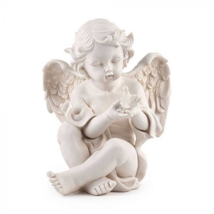 Ange assis petit oiseau