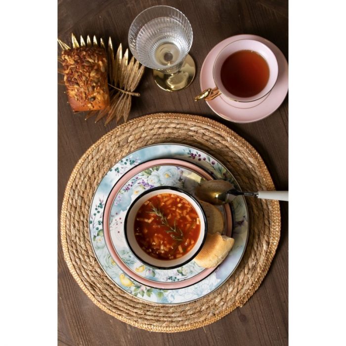Assiette plate en porcelaine fleurs – Image 2