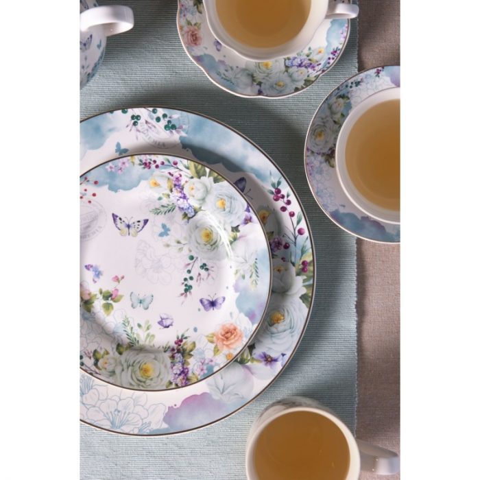 Assiette plate en porcelaine fleurs – Image 3