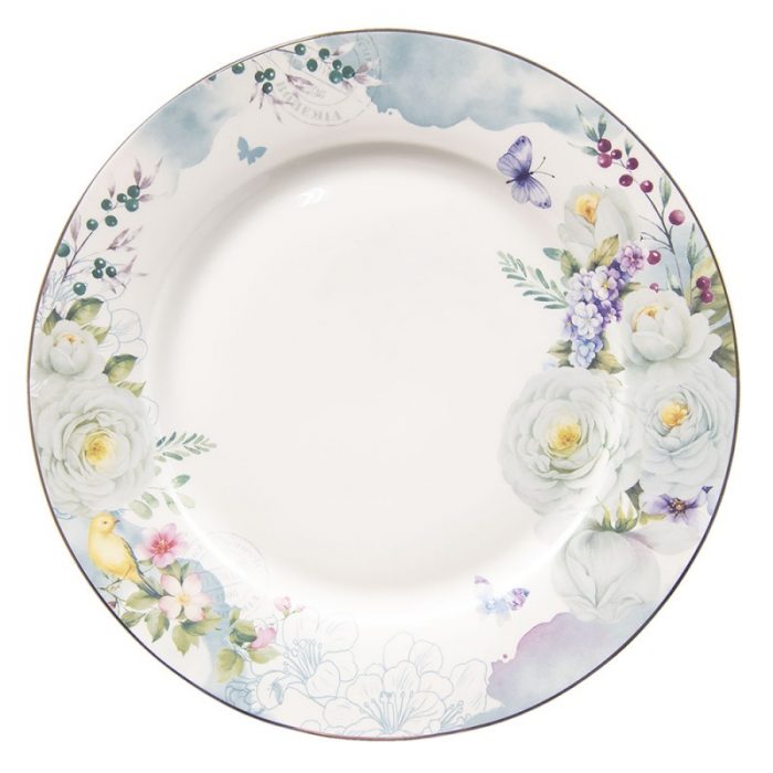 Assiette plate en porcelaine fleurs