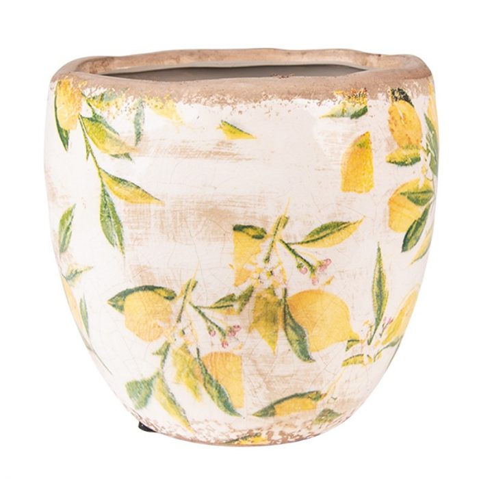 Pot d'intérieur en céramique avec des citrons