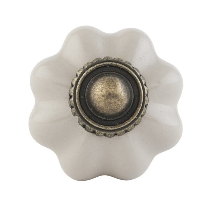 Bouton de porte en céramique crème