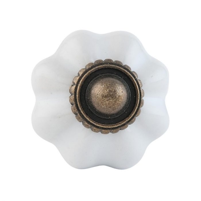 Bouton de porte en céramique blanche