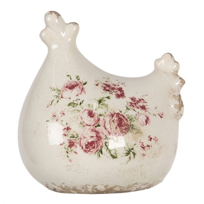 Poule en céramique fleurs