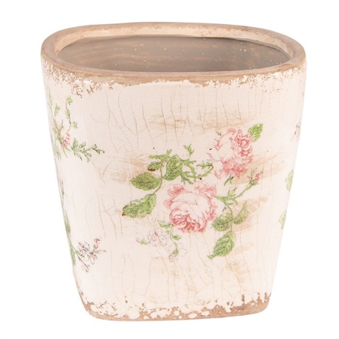Pot carré avec des roses grand modèle