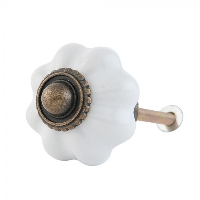 Bouton de porte en céramique blanche – Image 2