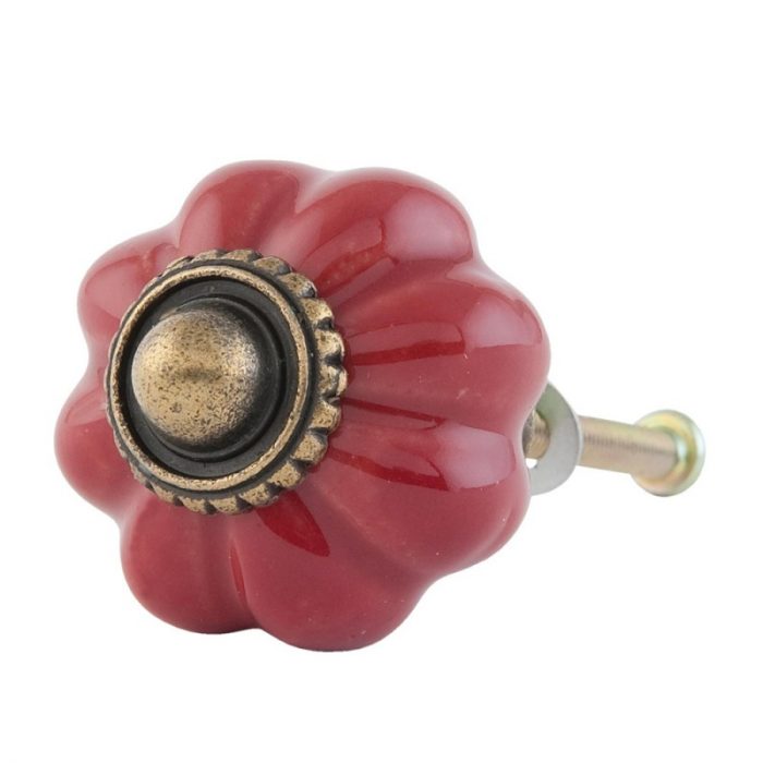 Bouton de porte céramique rouge