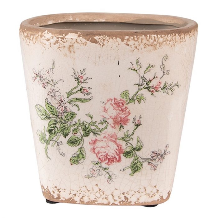 Pot d'intérieur carré avec des roses