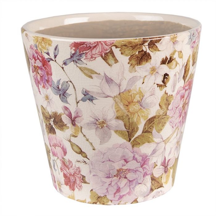 Pot en céramique décor floral