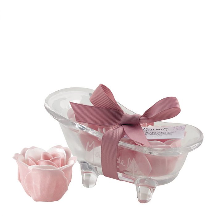 Baignoire porte-savon et 3 roses de savon Rose - Parfum Rose