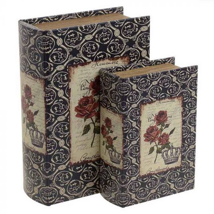 Boîte livre roses et couronne petit modèle