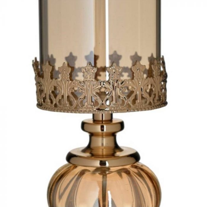 Bougeoir en verre/métal doré – Image 2
