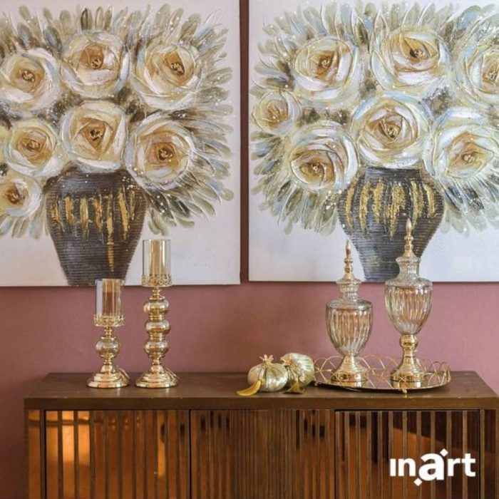 Bougeoir en verre/métal doré – Image 4
