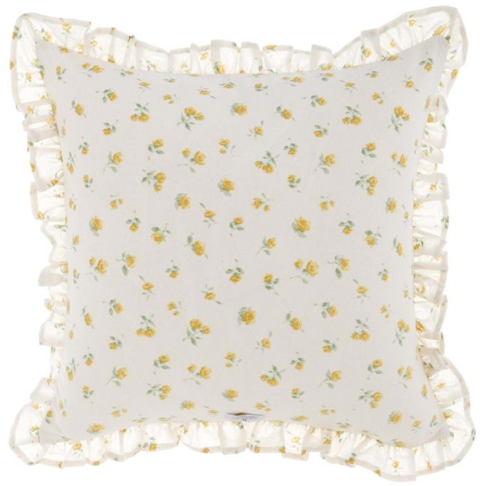 Coussin en coton petites fleurs jaunes
