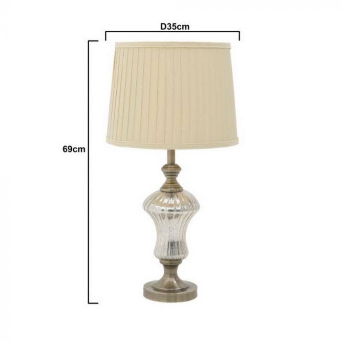 Lampe métal/verre dorée/beige – Image 3