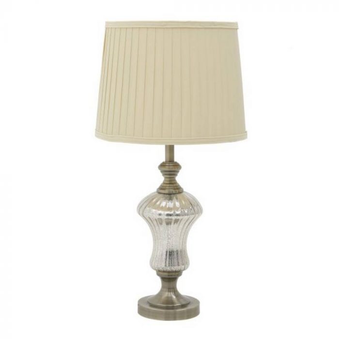 Lampe métal/verre dorée/beige