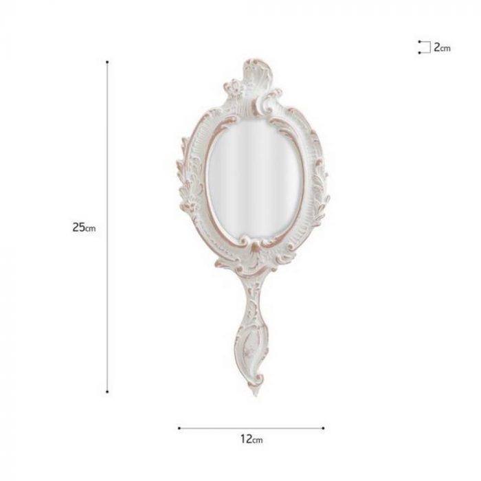 Petit miroir à main antique blanc – Image 2