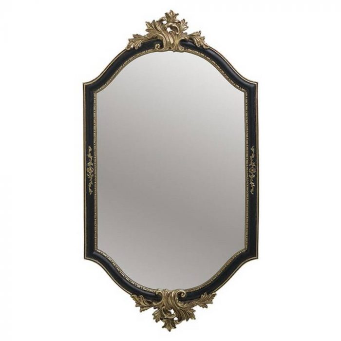 Miroir en résine noir/or