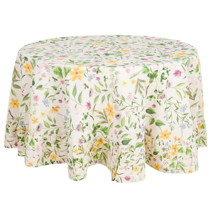 Nappe ronde au décor floral