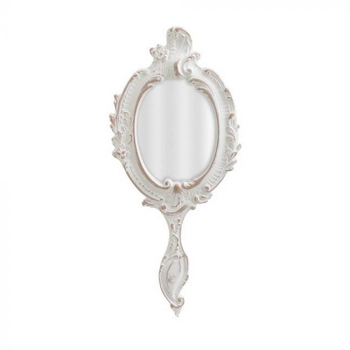 Petit miroir à main antique blanc