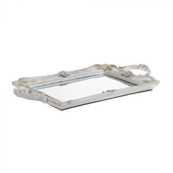 Plateau miroir blanc antique