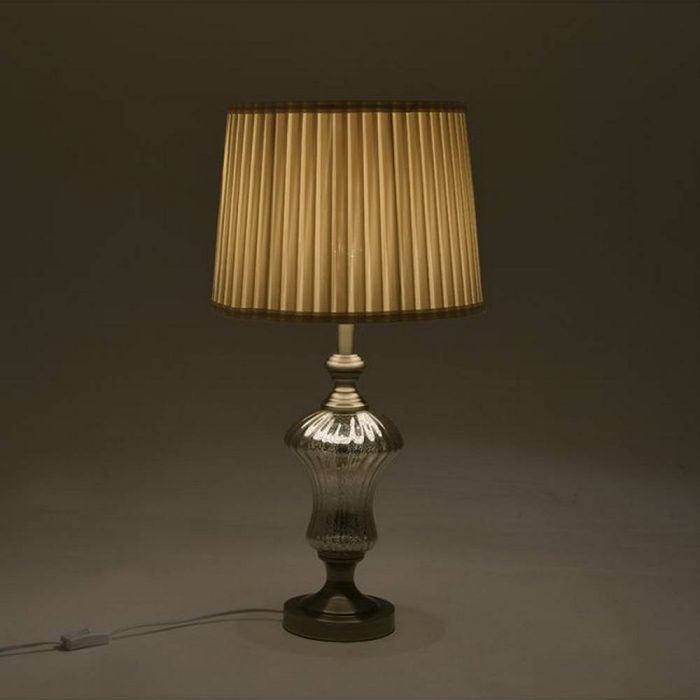 Lampe métal/verre dorée/beige – Image 2