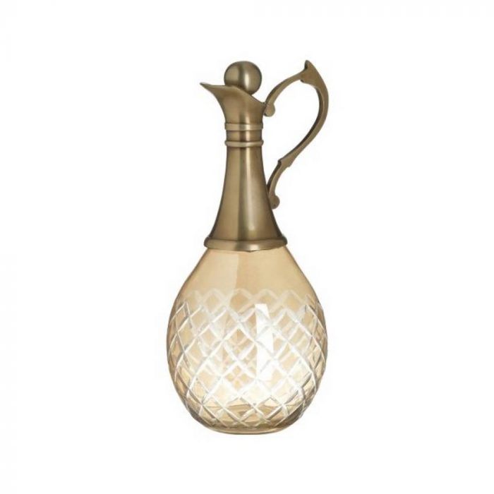Carafe métal/verre dorée/miel