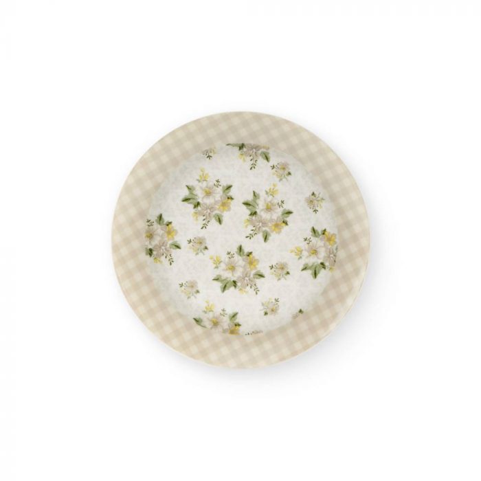Assiette à dessert vichy et fleurs
