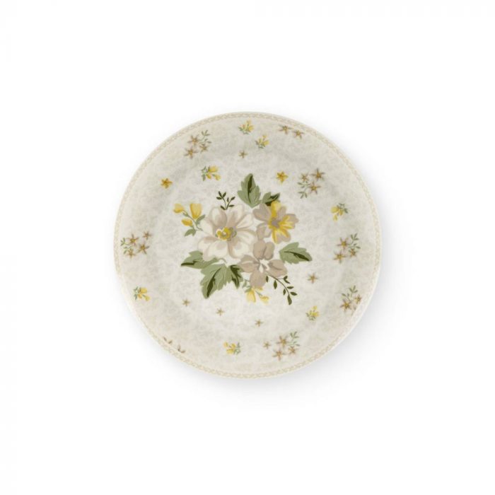 Assiette à dessert fleurs jaunes
