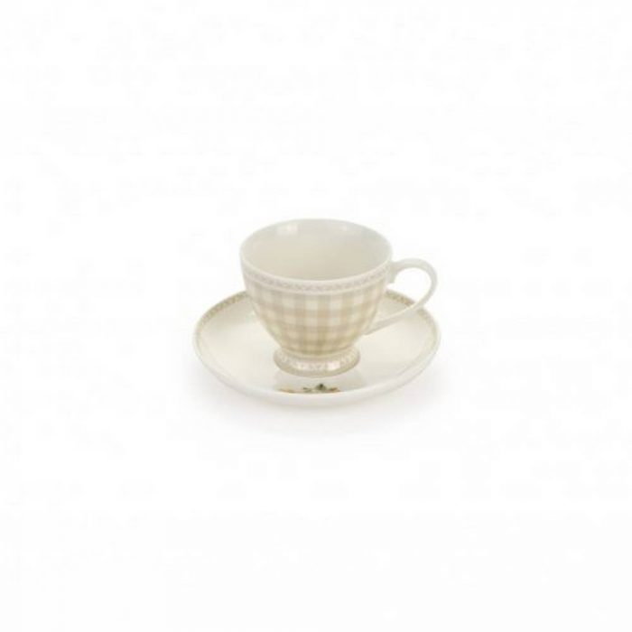 Tasse à café vichy et sa soucoupe