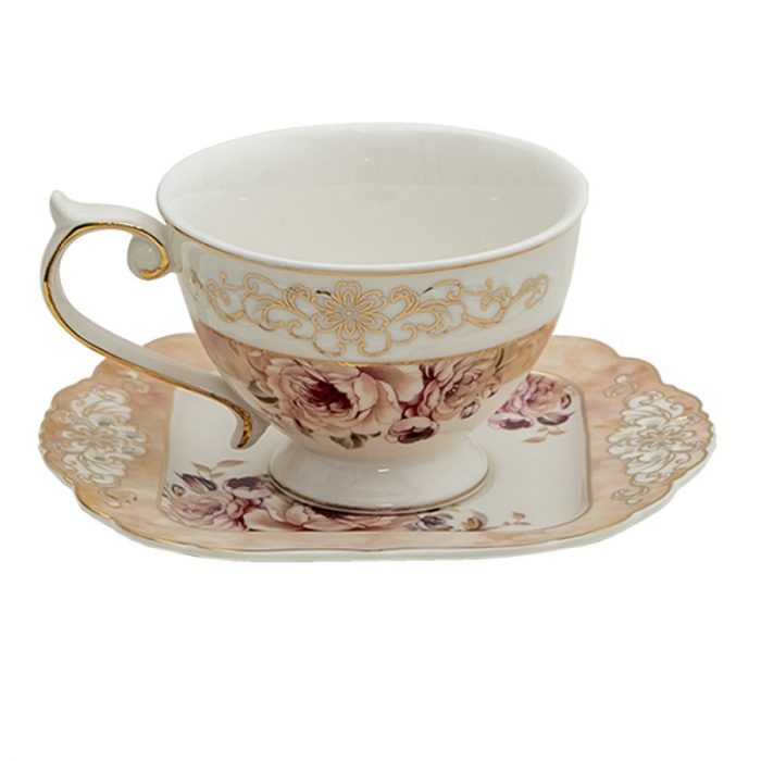 Tasse + soucoupe fleurs – Image 2