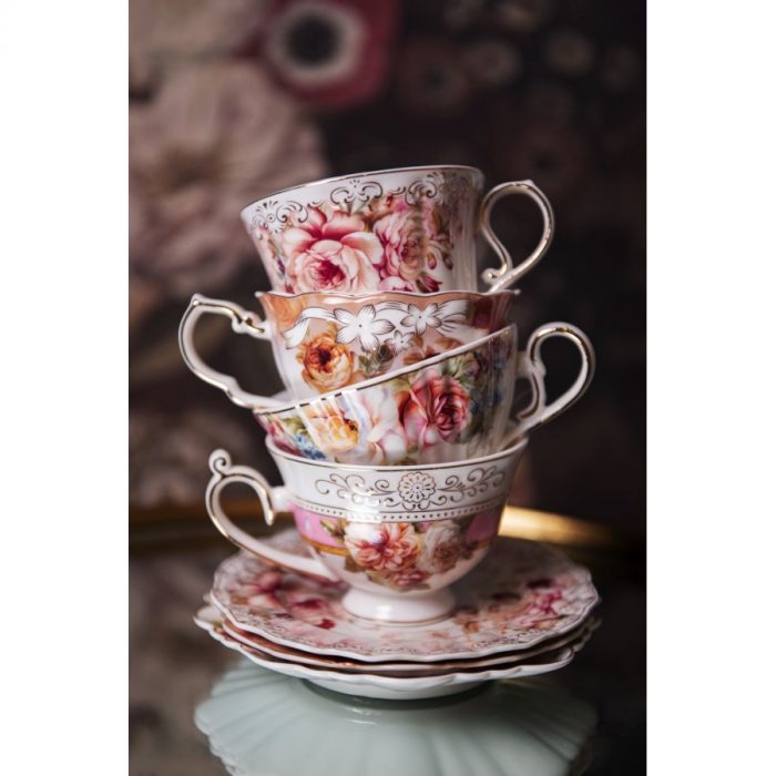 Tasse + soucoupe rose et dorure – Image 5