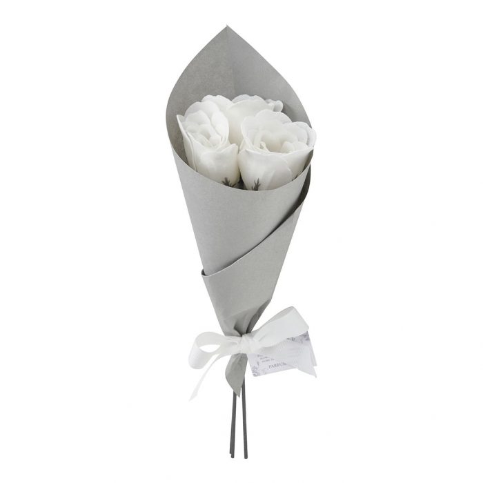 Bouquet de 3 roses de savon blanc