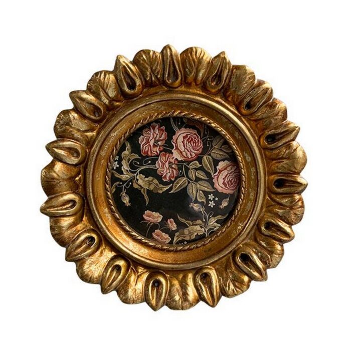Cadre doré couronne de fleurs