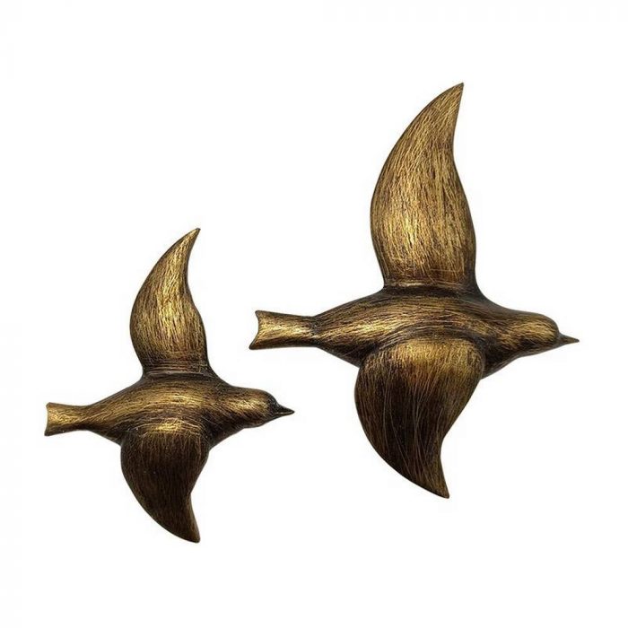 Set de deux oiseaux coloris bronze