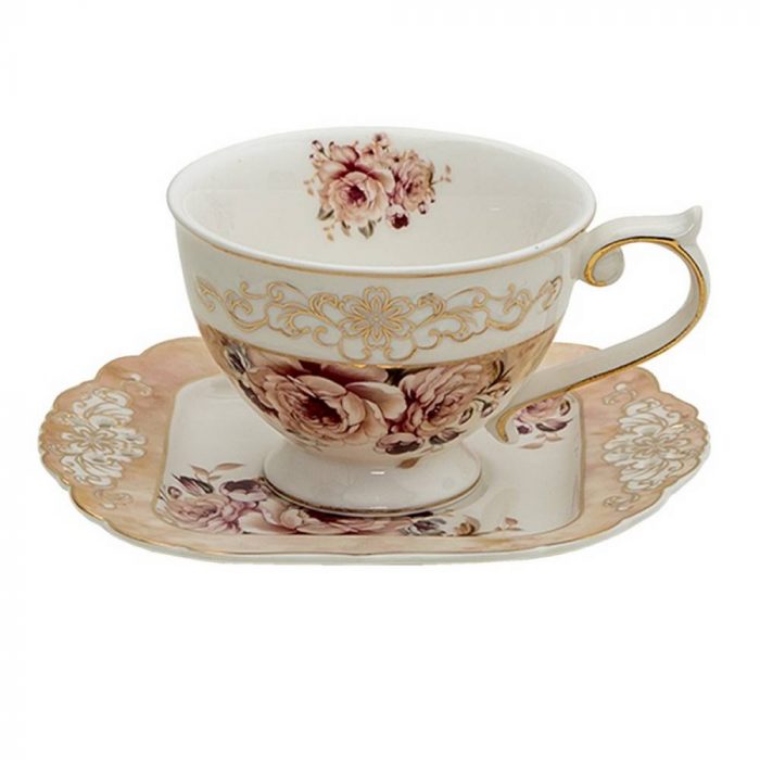 Tasse + soucoupe fleurs
