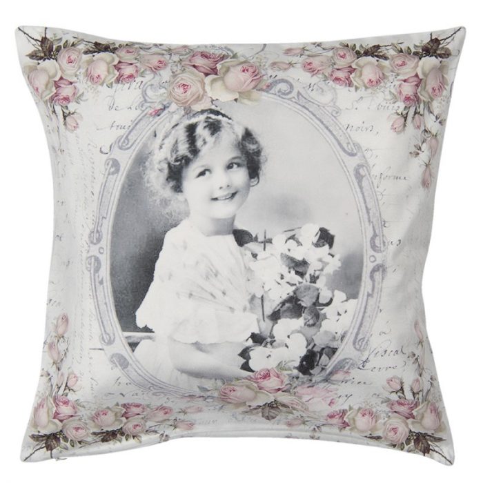 Housse de coussin fleurs roses