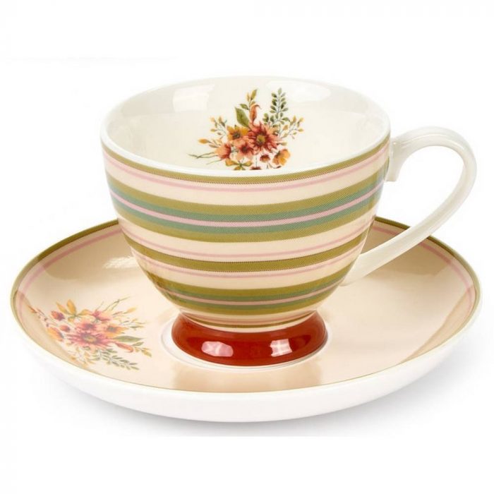 Tasse rayée + soucoupe