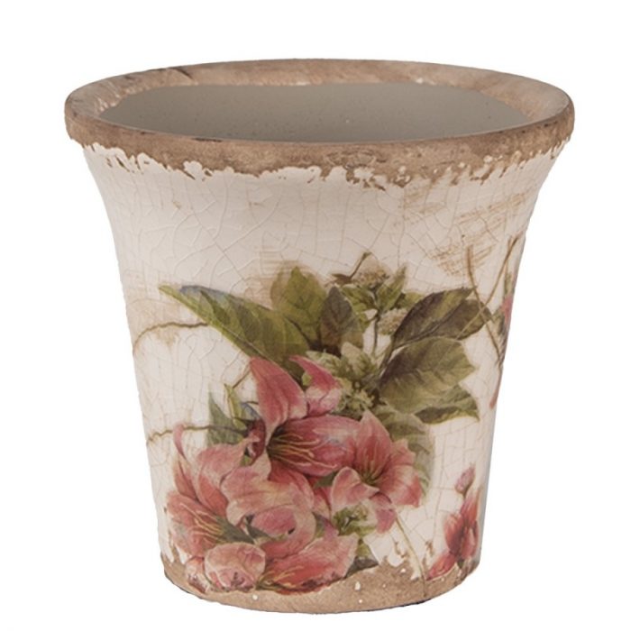 Pot de fleurs beige rose