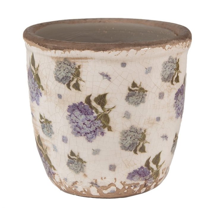 Pot de fleurs décor bleu