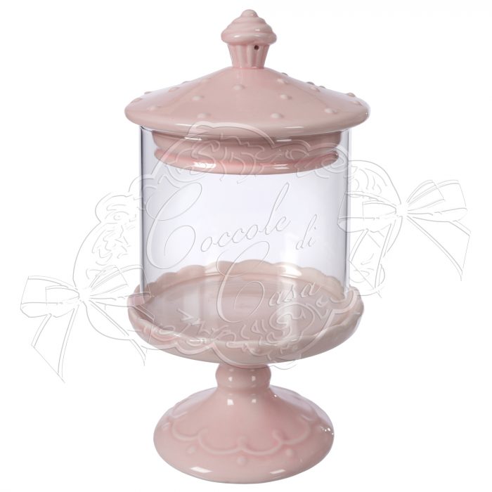 Bonbonnière en céramique rose