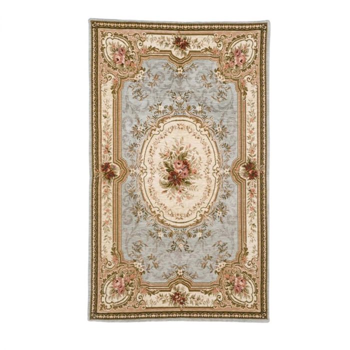 Tapis gris à fleurs