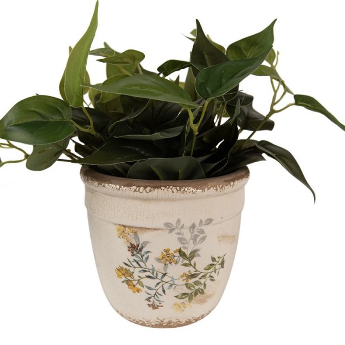 Pot de fleurs jaune et crème – Image 2